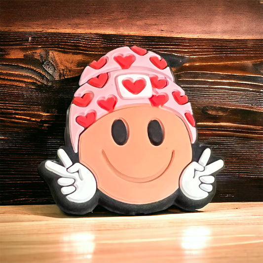 SILICONE FOCAL- Smiley Face Heart hat or for Valentines