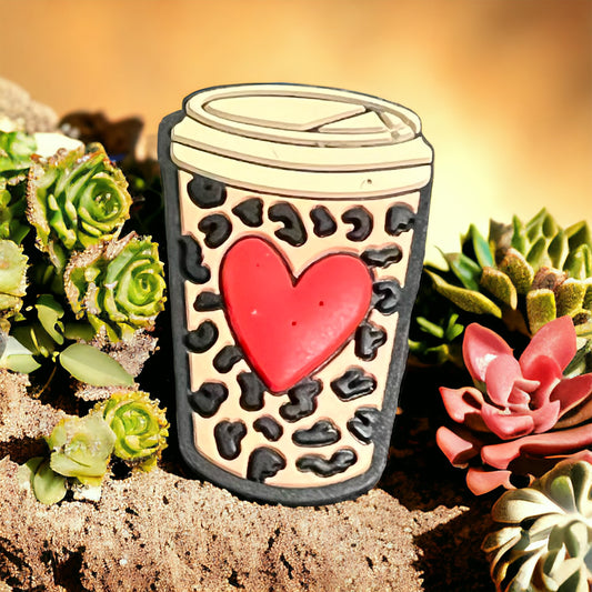 SILICONE FOCAL- coffee Leopard Heart