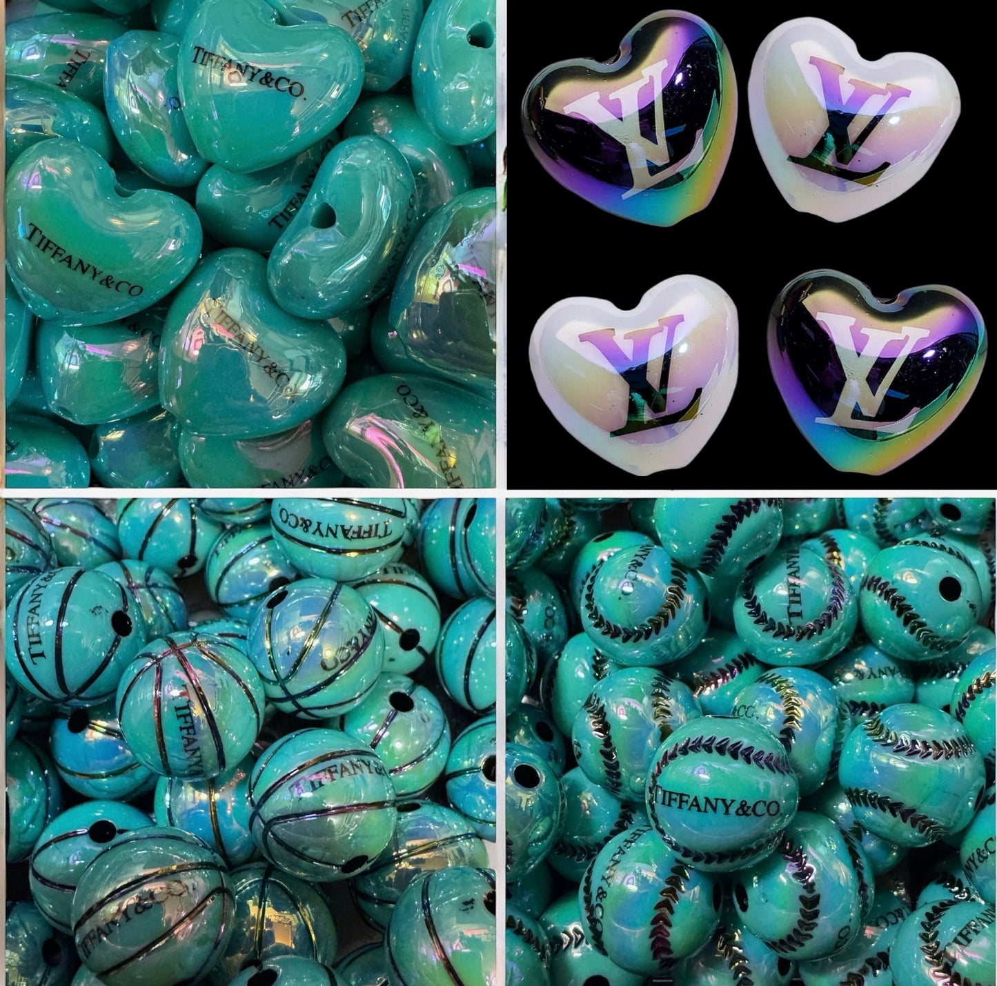 ACRYLIC BEAD or Heart-Designer(15mm Basketball/Baseball or 23x20mm Heart)